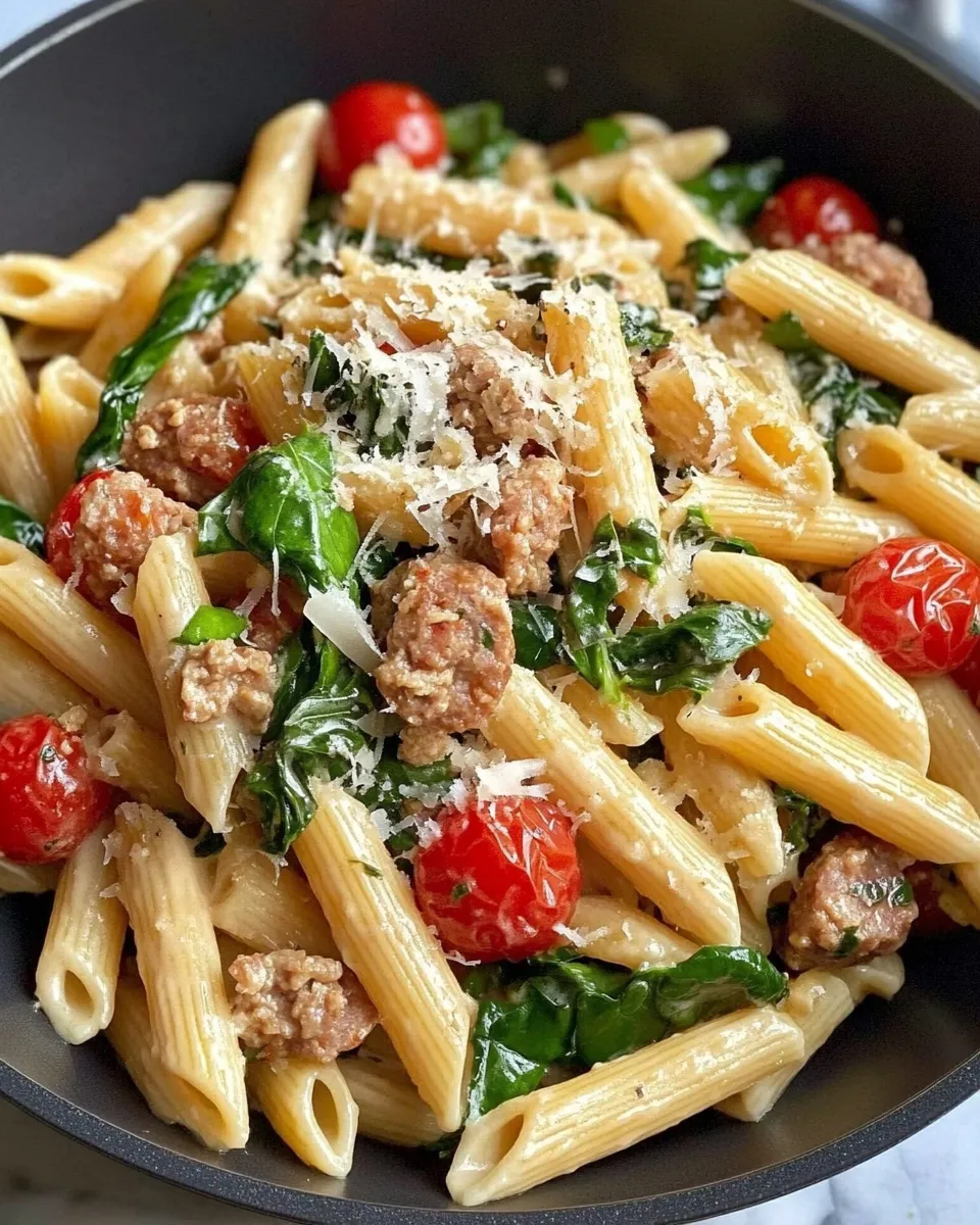 Classic Creamy Tuscan Sausage Pasta dish photo