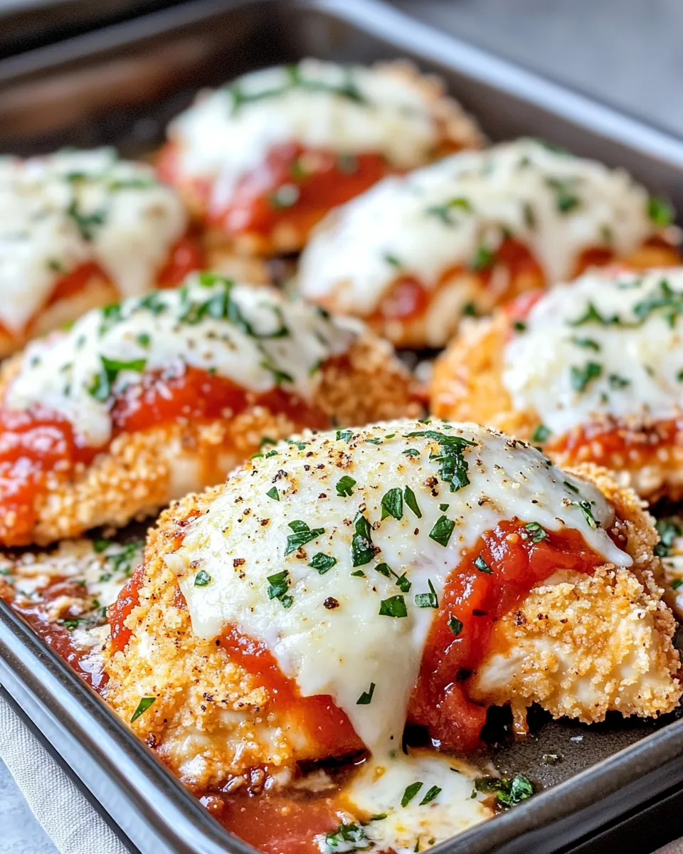 Easy Crispy Chicken Parmesan Bake food shot