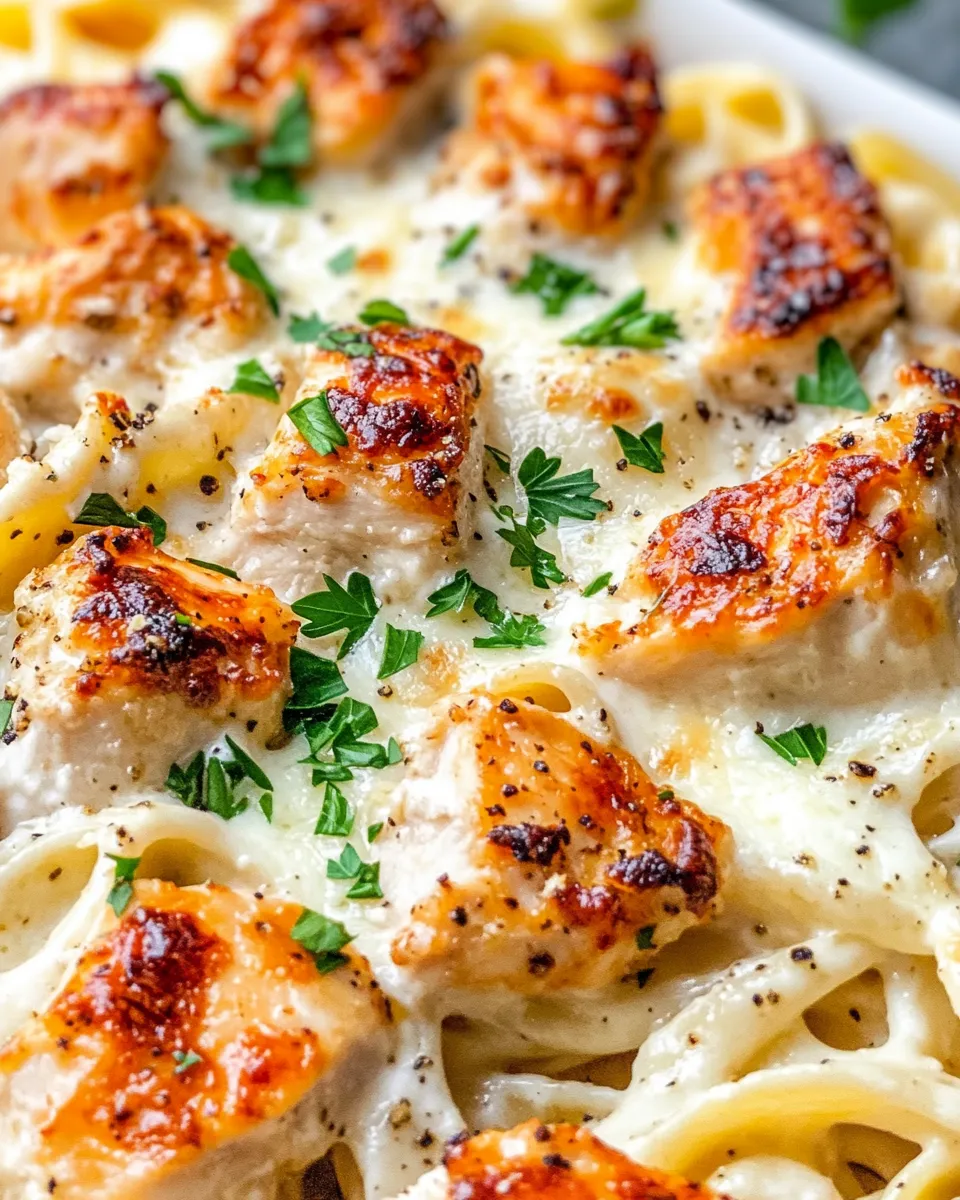 Easy Garlic Butter Chicken Alfredo Casserole recipe photo