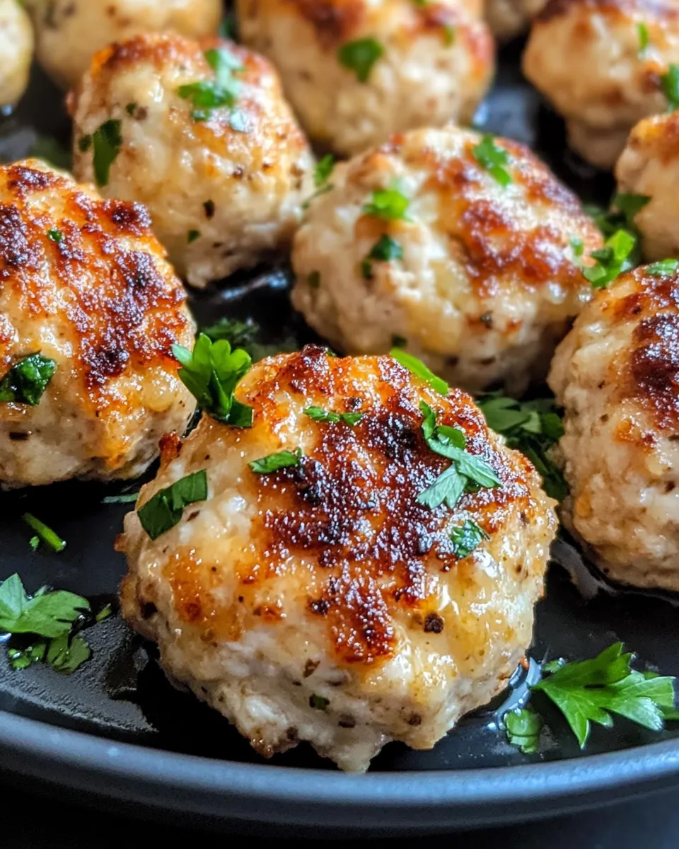 Delicious Garlic Butter Chicken Meatballs plate image