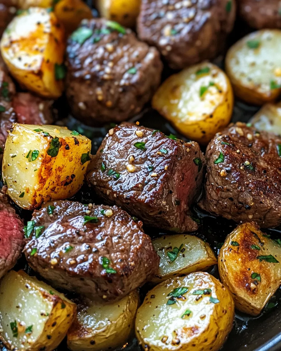 Homemade Garlic Butter Steak Bites with Potatoes recipe photo