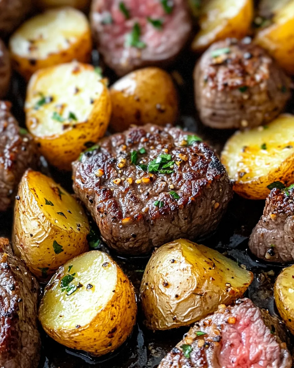 Delicious Garlic Butter Steak Bites with Potatoes plate image