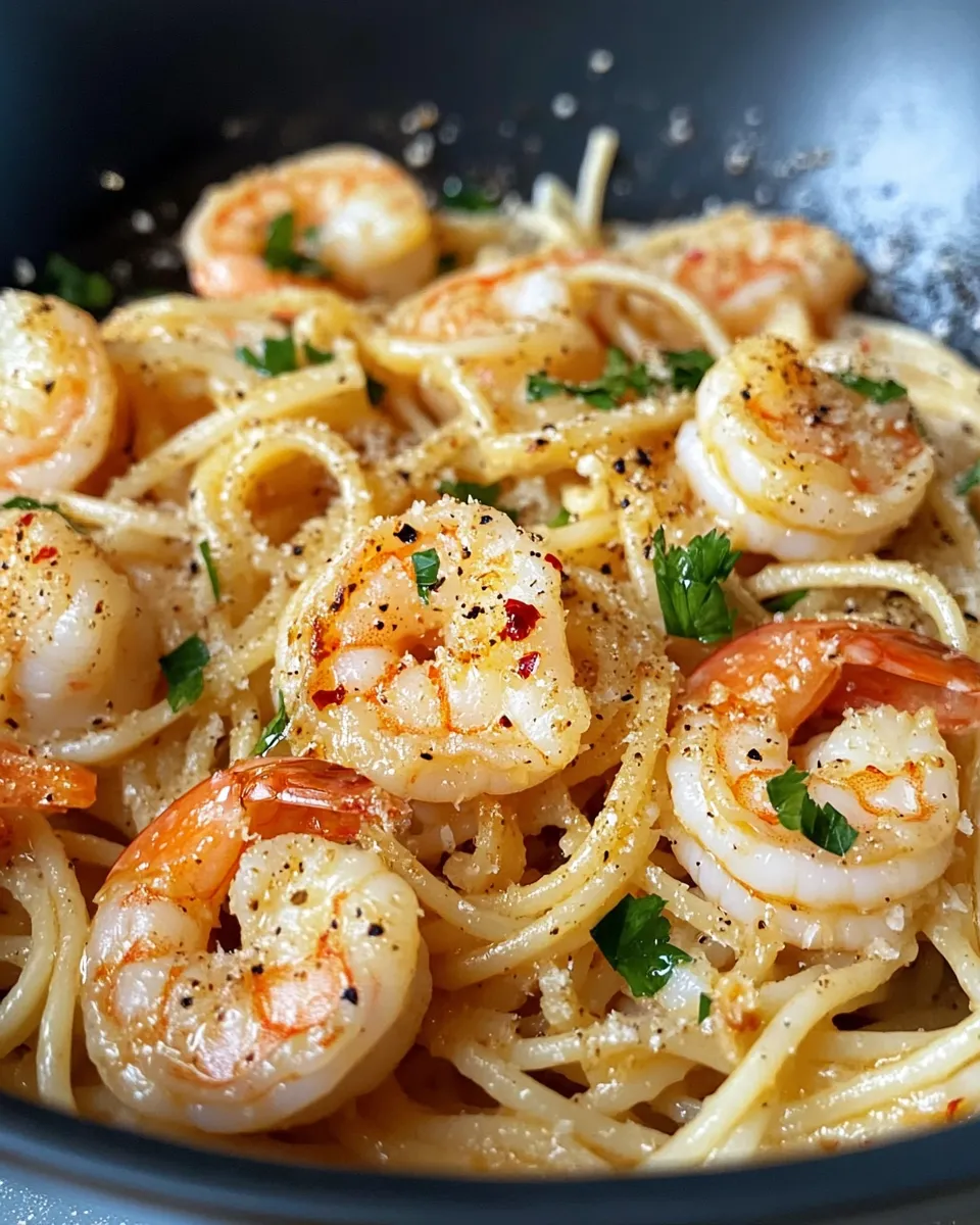 Classic Garlic Parmesan Shrimp Pasta dish photo