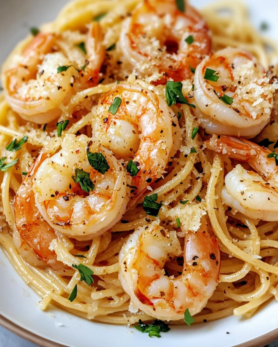 Delicious Garlic Parmesan Shrimp Pasta plate image