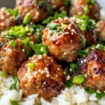 Homemade Honey Garlic Meatballs with Rice photo