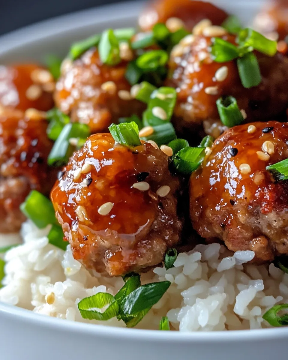Easy Honey Garlic Meatballs with Rice recipe image
