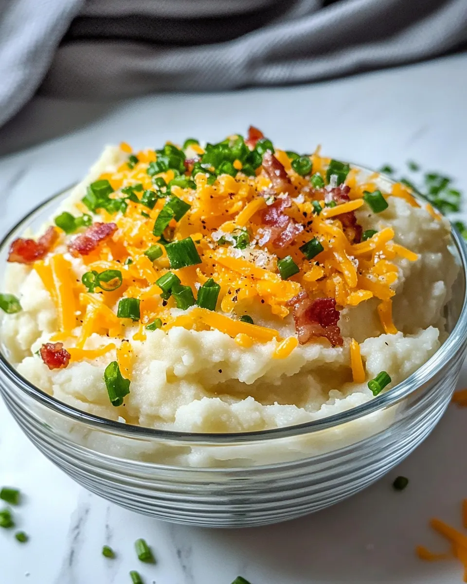 Easy Loaded Cheddar Mashed Potatoes food shot