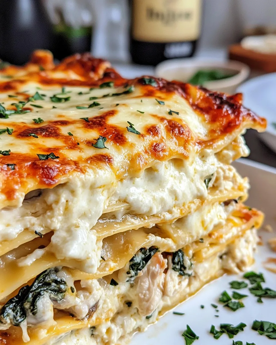 Easy Loaded Chicken Alfredo Lasagna food shot