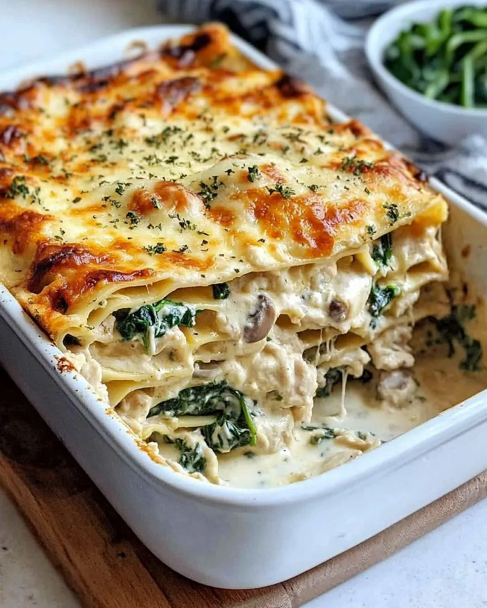 Delicious Loaded Chicken Alfredo Lasagna plate image