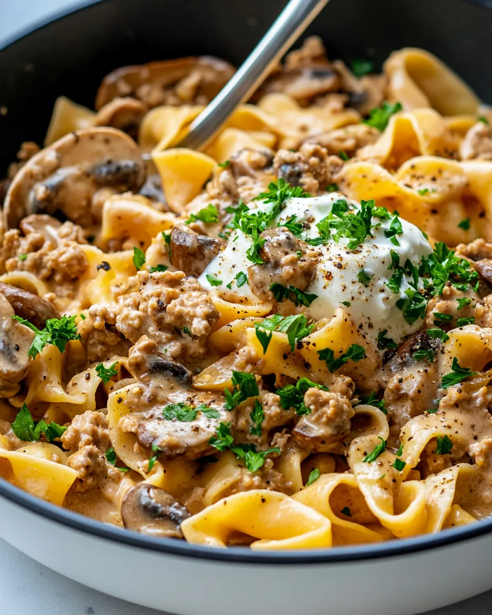 Homemade Skillet Ground Turkey Stroganoff photo