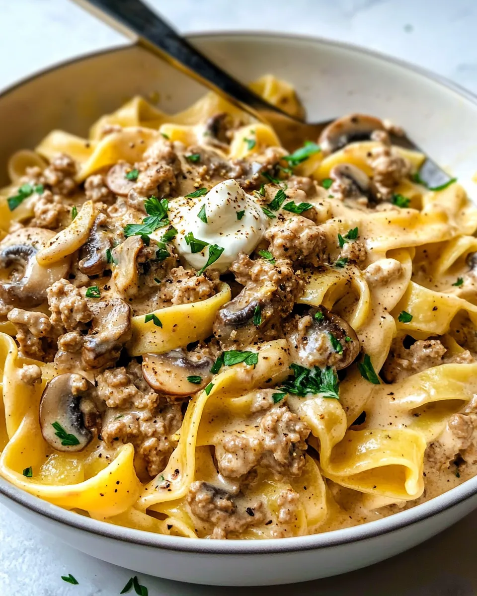 Classic Skillet Ground Turkey Stroganoff recipe image
