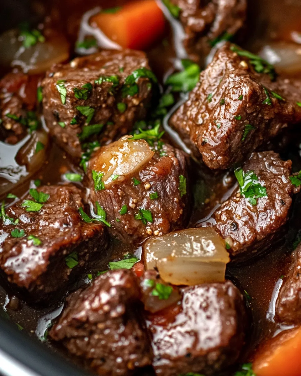 Homemade Slow Cooker Beef Tips with Gravy photo