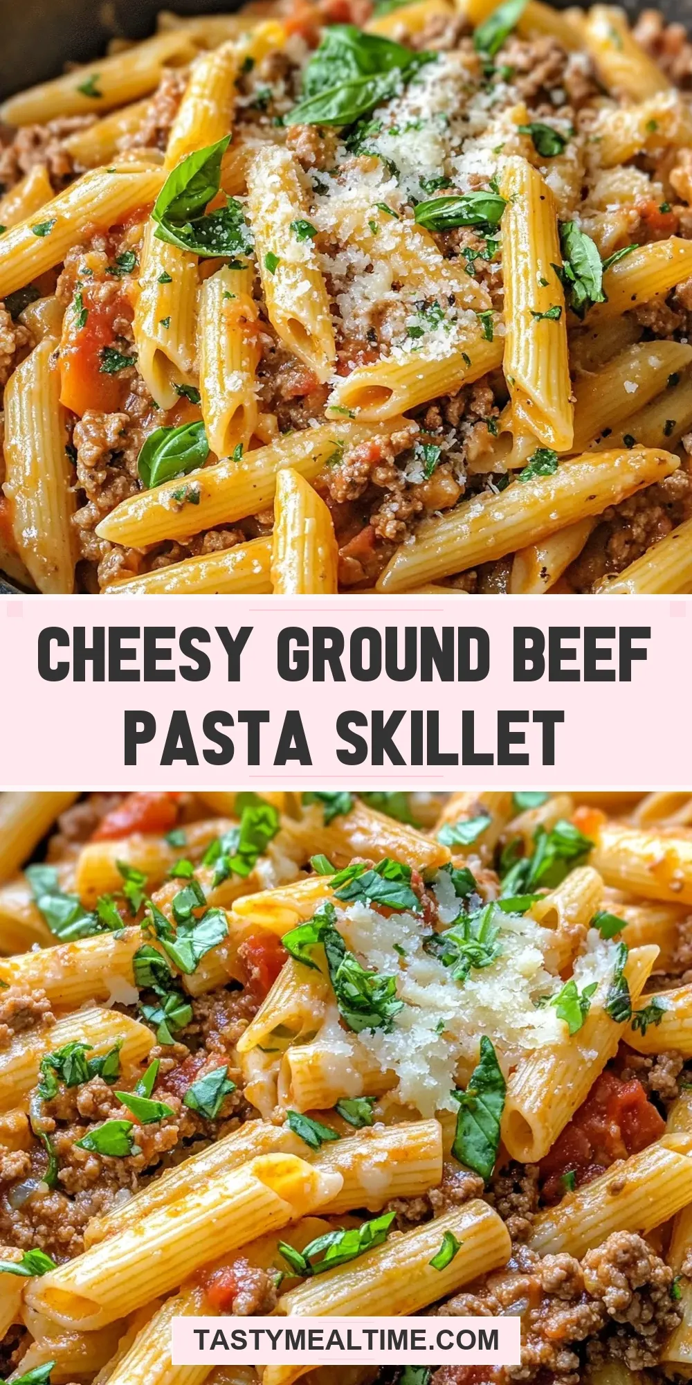 Cheesy Ground Beef Pasta Skillet Recipe