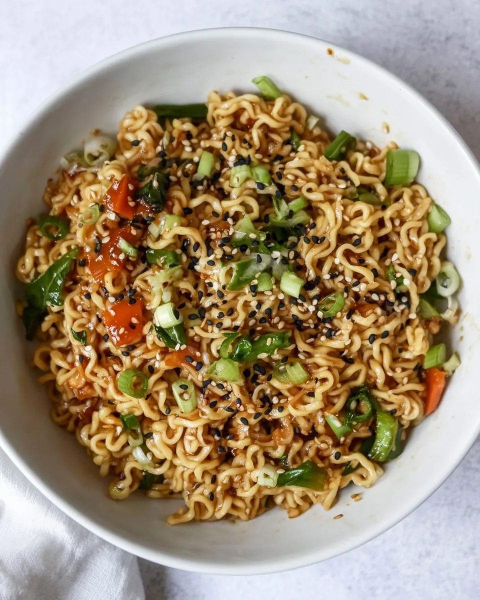 Savory 15 Minute Sesame Ramen Noodles. shot