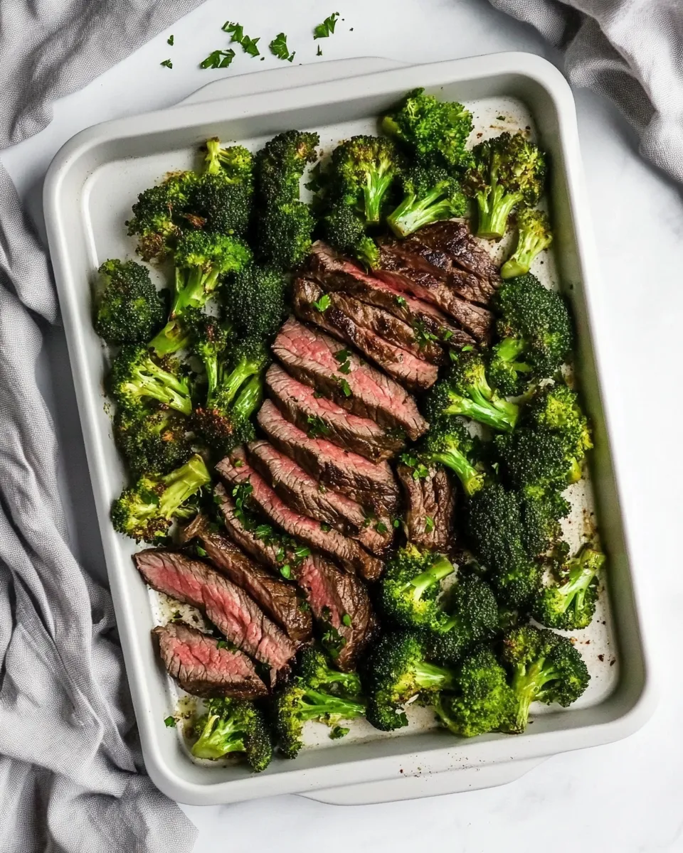 Easy 15 Minute Sheet Pan Steak and Broccoli Dinner photo