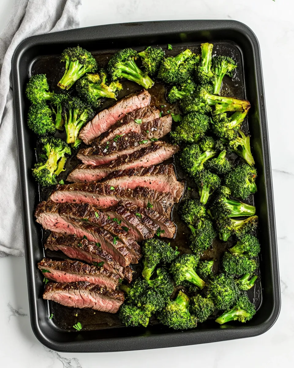 Delicious 15 Minute Sheet Pan Steak and Broccoli Dinner recipe photo