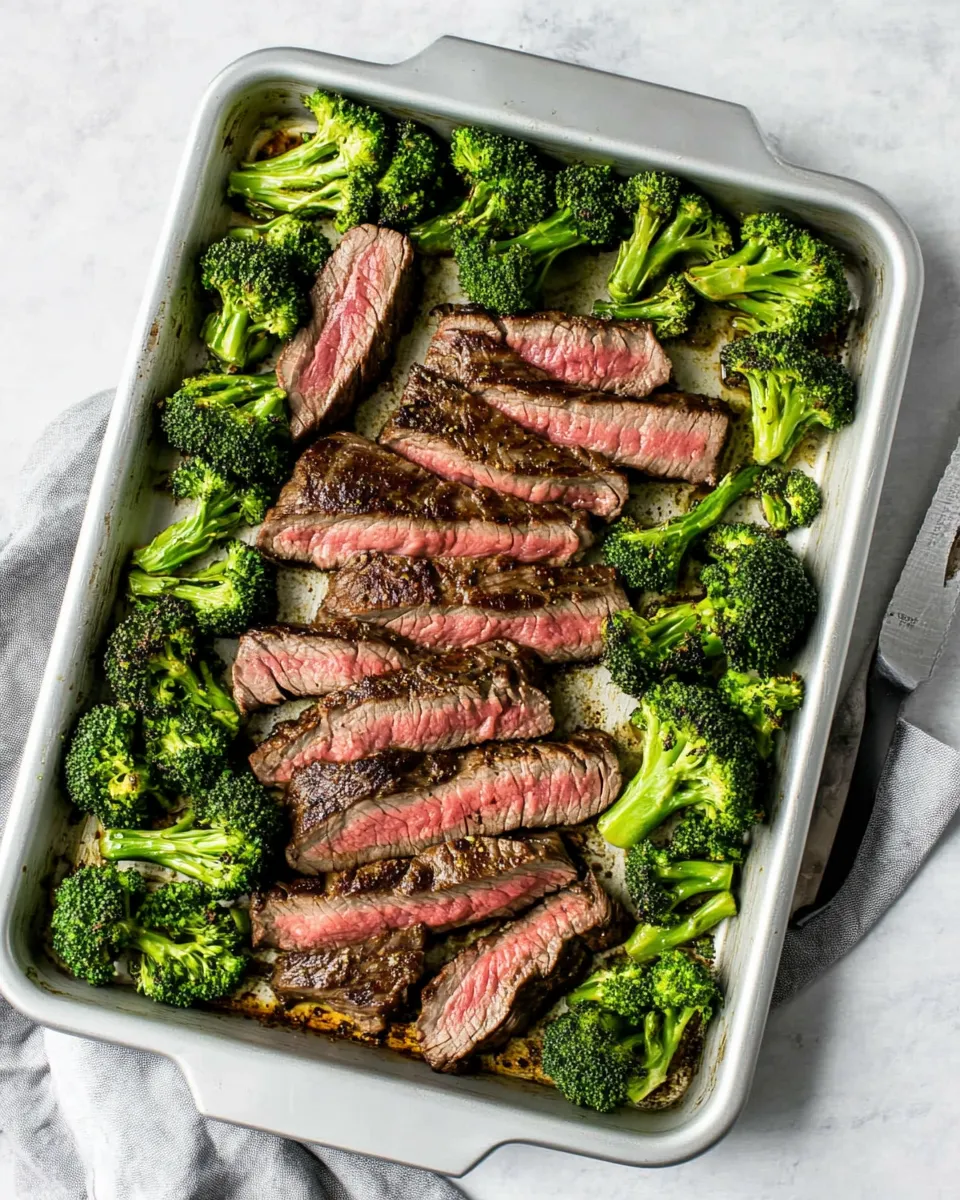 Healthy 15 Minute Sheet Pan Steak and Broccoli Dinner shot