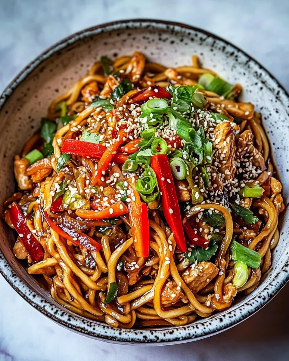 Amazing 20 Minute Honey Garlic Chicken Udon Noodles. image