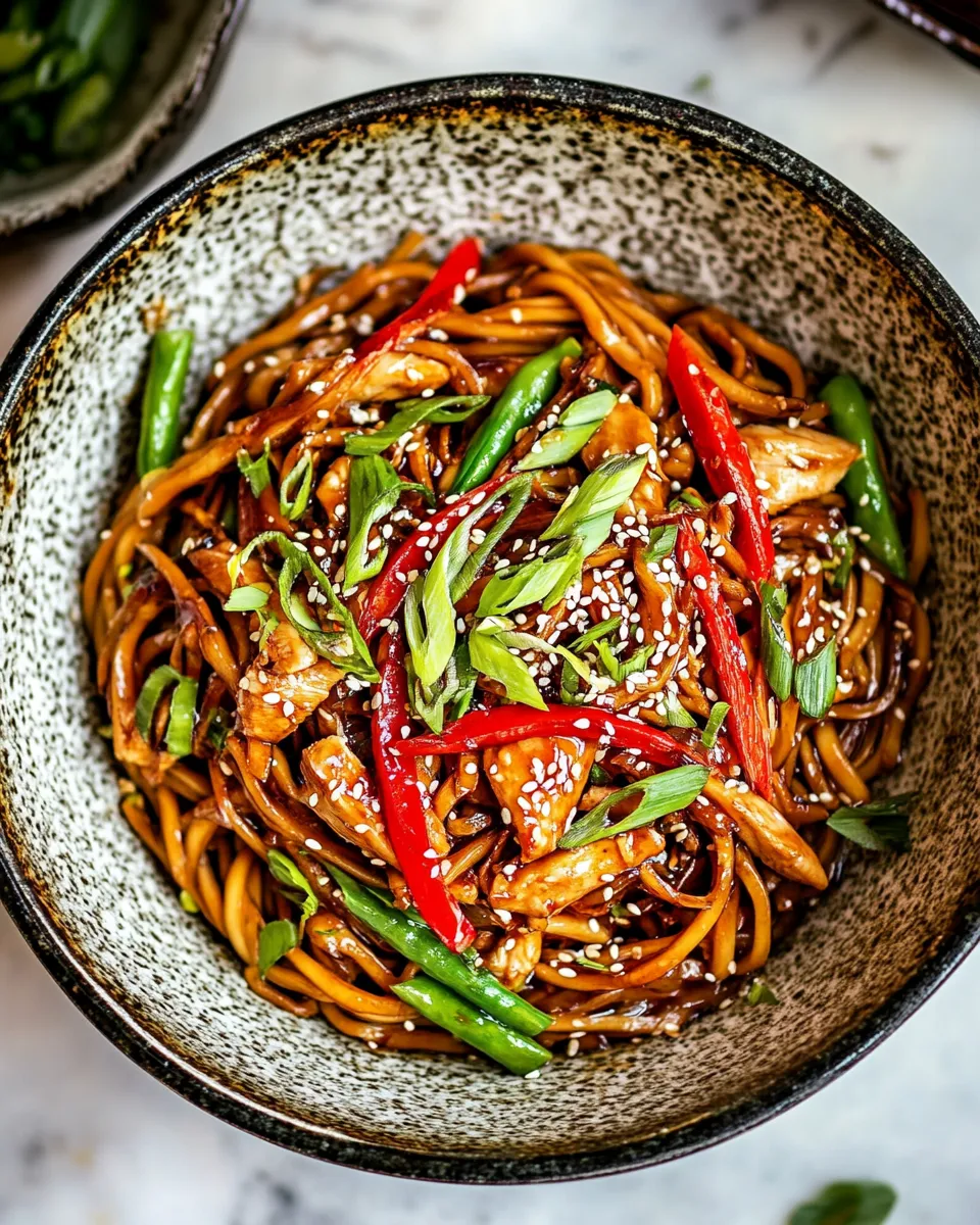 Amazing 20 Minute Honey Garlic Chicken Udon Noodles. dish image