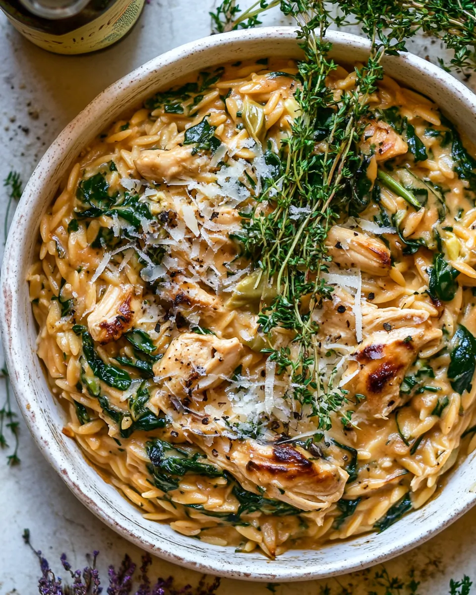 Ultimate 25 Minute Spinach and Artichoke Chicken Orzo. recipe photo