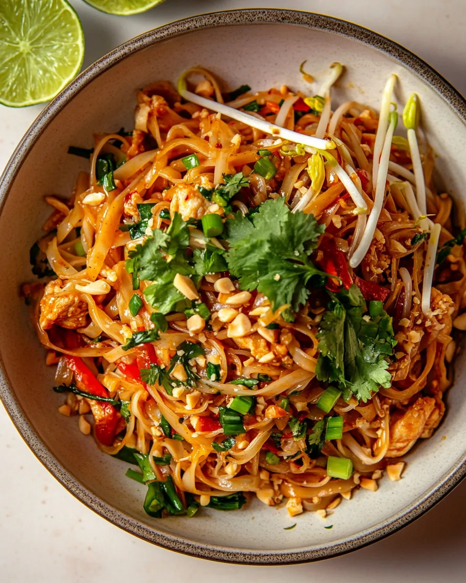 Simple 30 Minute Garlic Butter Chicken Pad Thai. recipe image