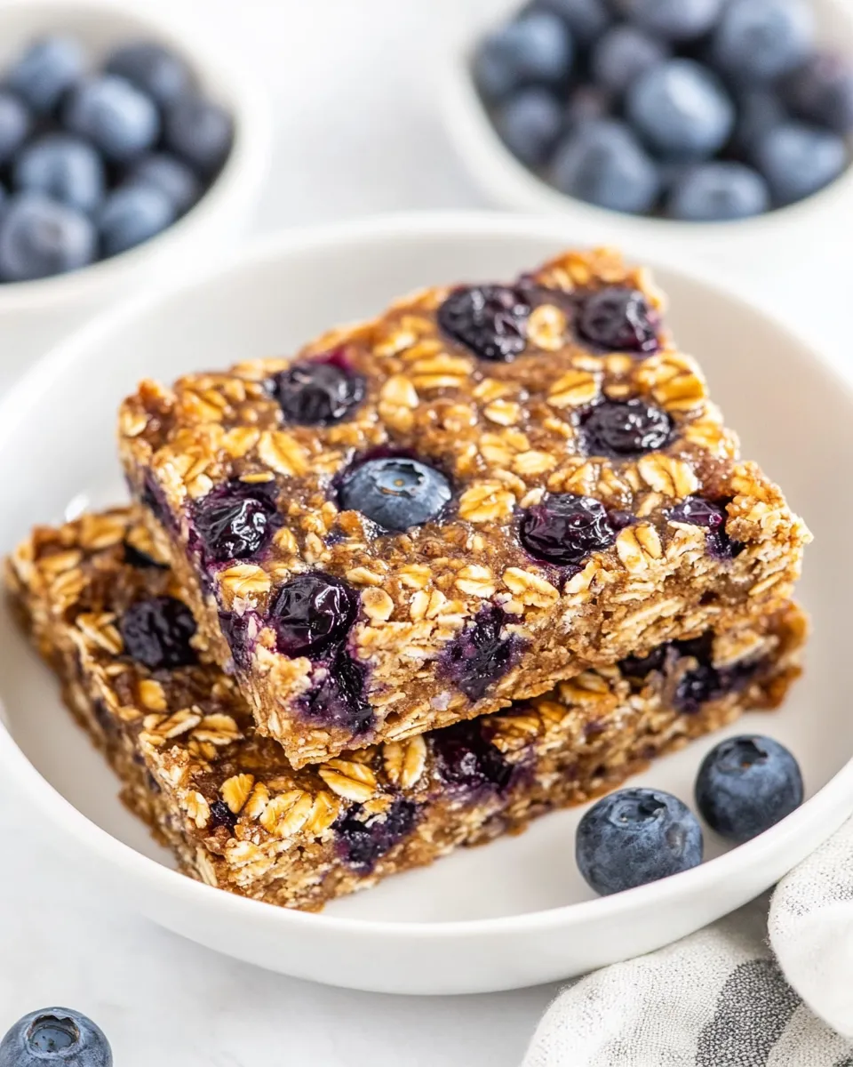 Delicious 4-Ingredient Healthy Blueberry Breakfast Bars shot