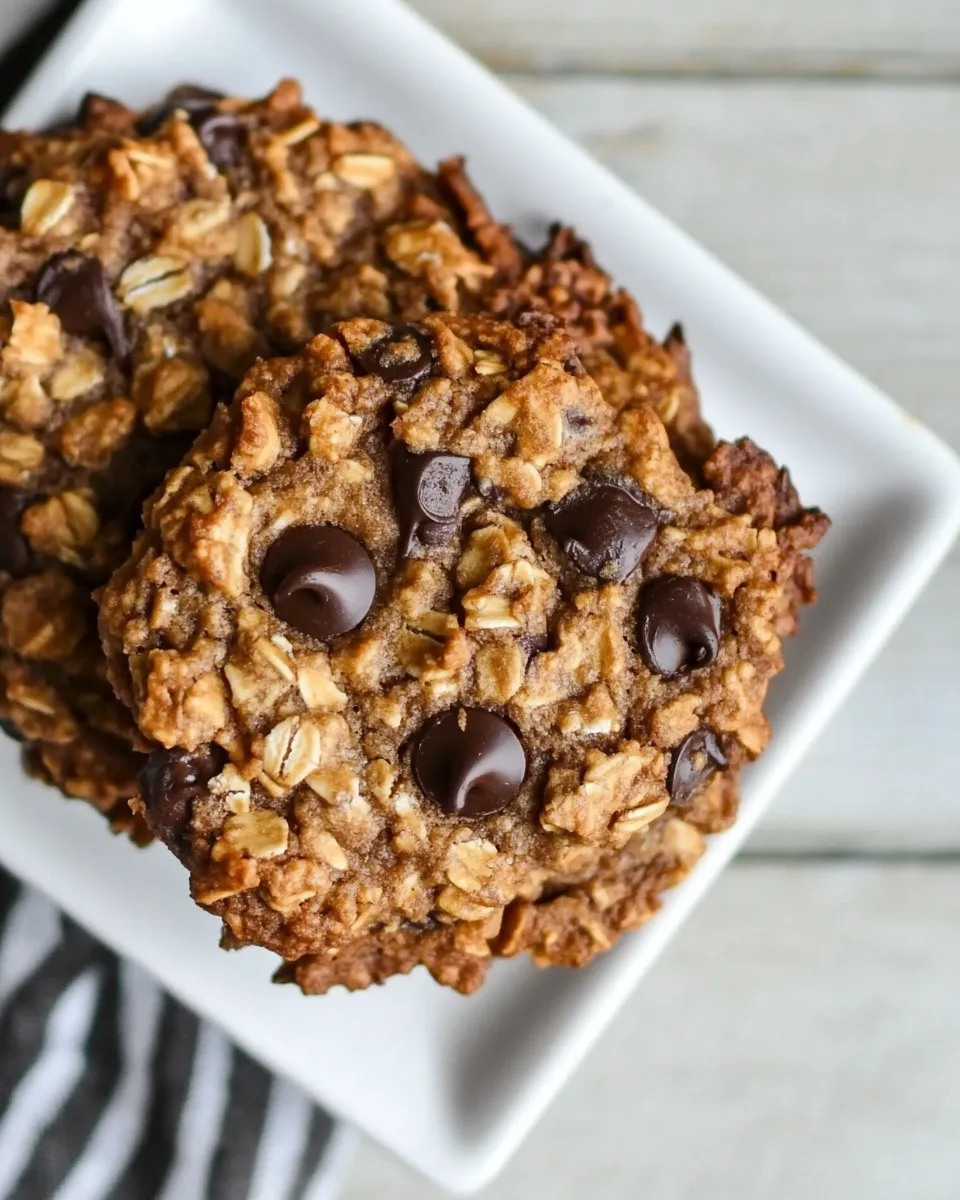 Delicious 5-Ingredient Peanut Butter Oatmeal Chocolate Chip Cookies image