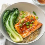 Easy 5-Minute Microwave Salmon Rice Bowl with Bok Choy photo