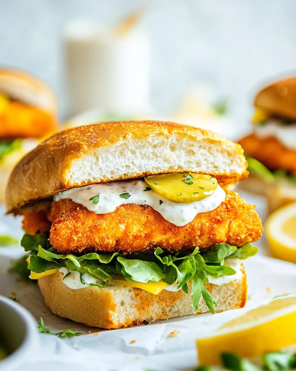 Classic Air Fryer Salmon Fish Sandwich image