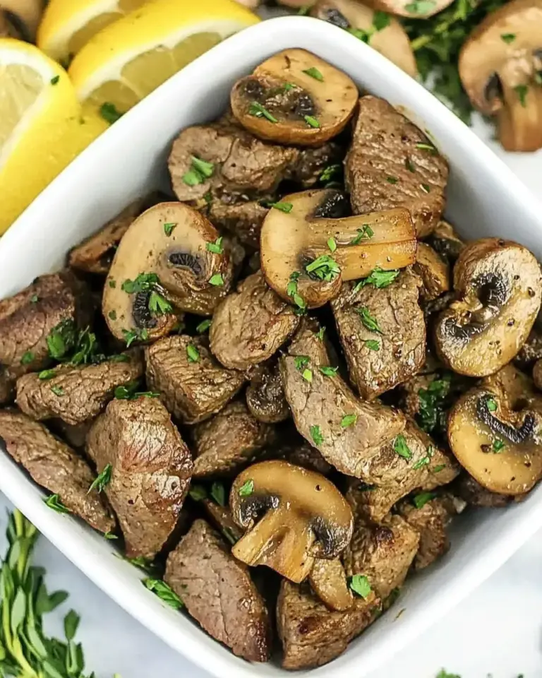 Easy Air Fryer Steak Tips & Mushrooms photo