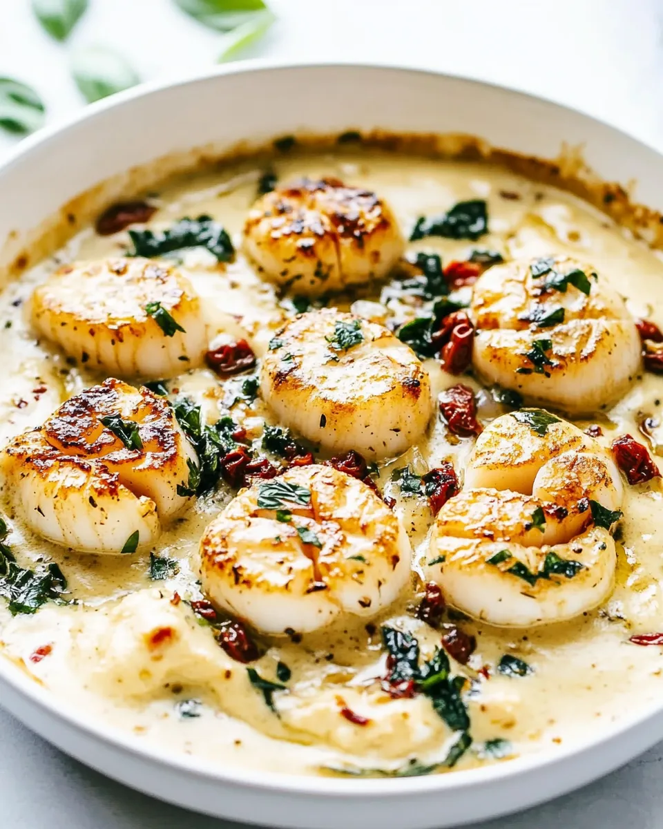 Delicious Amazing Creamy Tuscan Garlic Scallops image