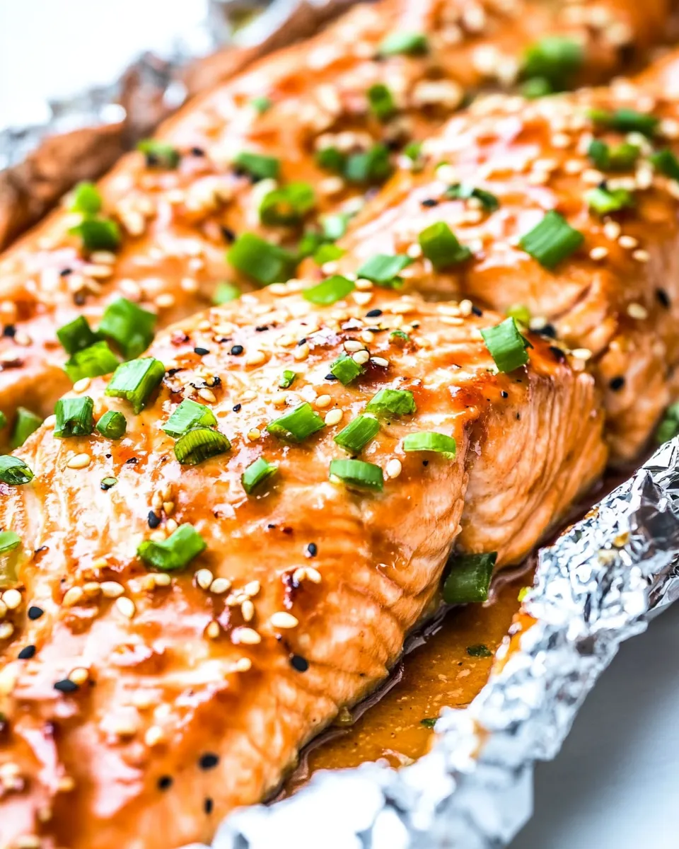 Healthy Asian Glazed Salmon in Foil dish photo
