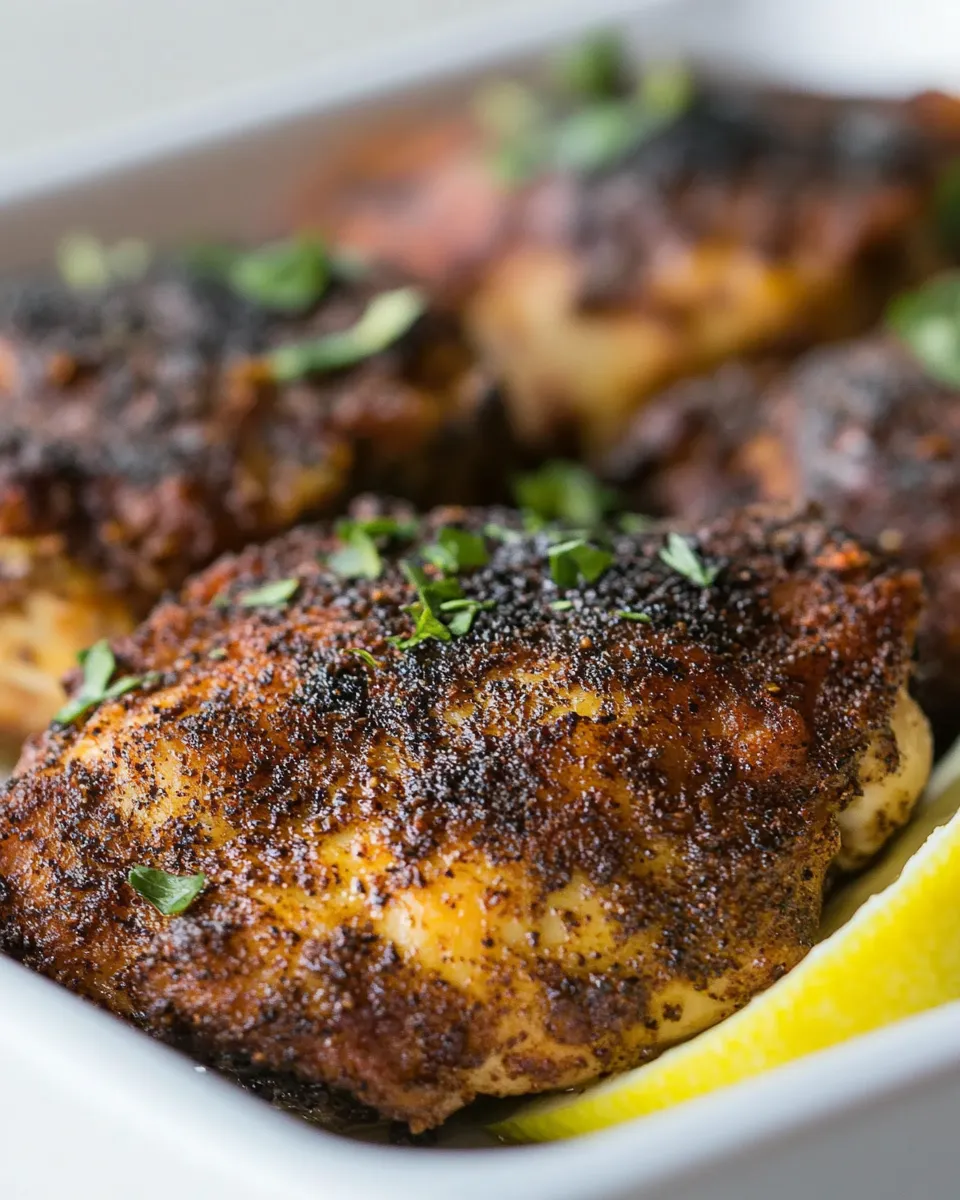 Savory Baked Blackened Chicken Thighs recipe photo