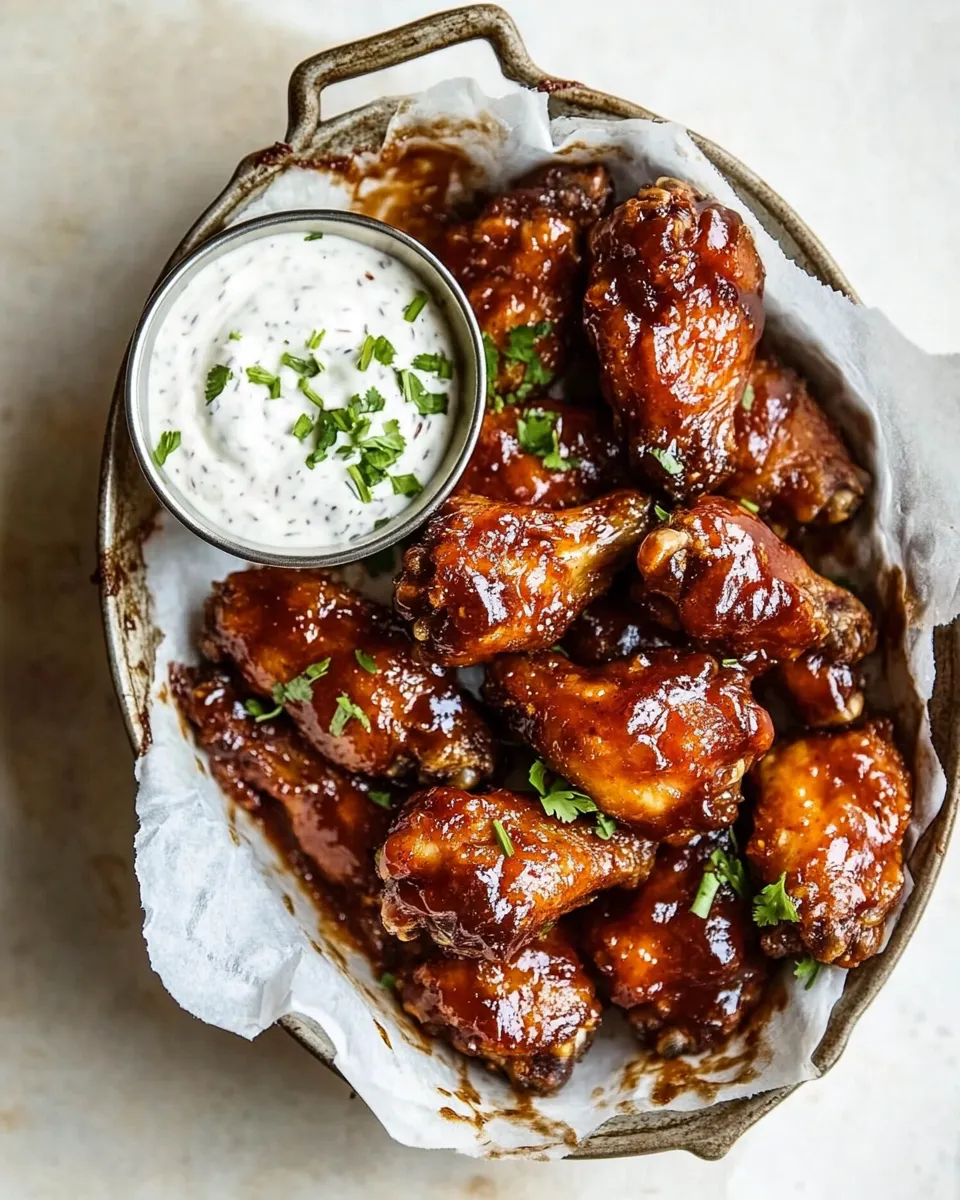 Ultimate Baked Boneless Honey BBQ Chicken Wings with Spicy Ranch. photo
