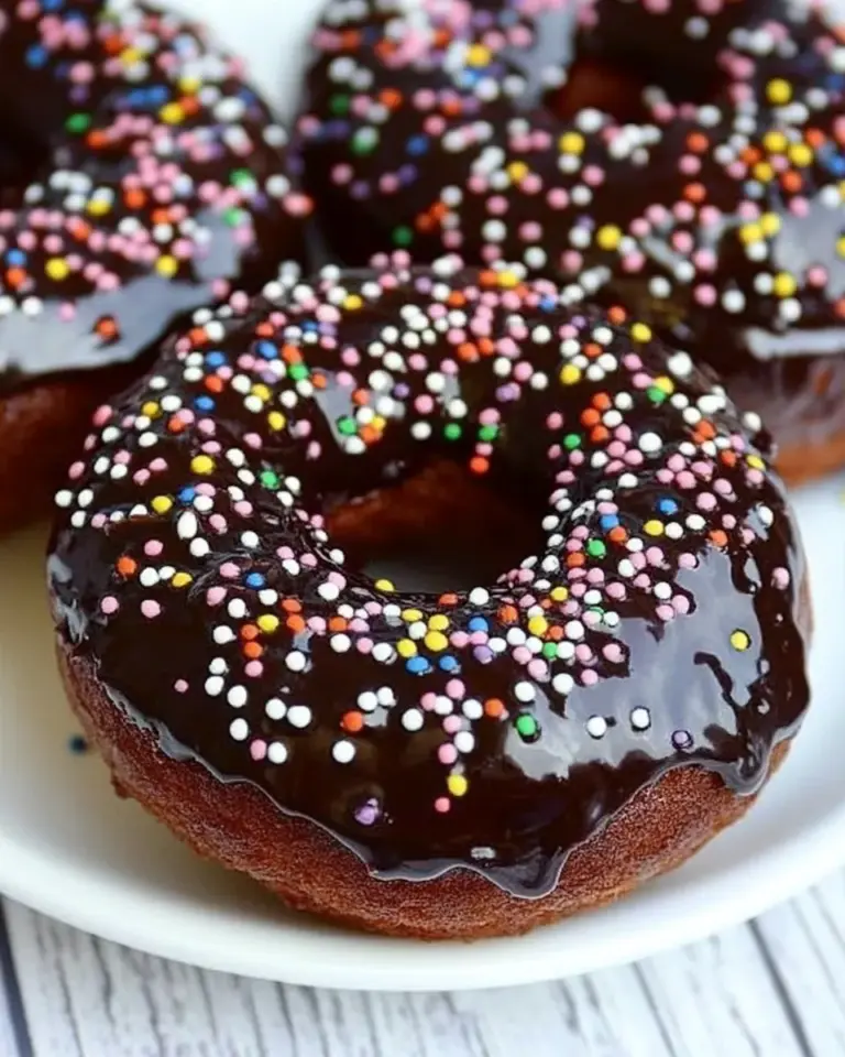Homemade Baked Chocolate Glazed Donuts photo