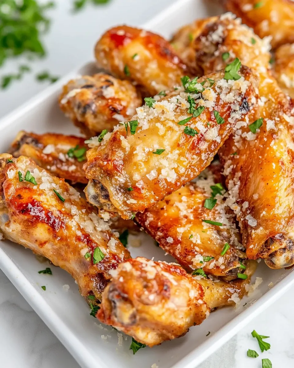 Delicious Baked Garlic Parmesan Chicken Wings shot