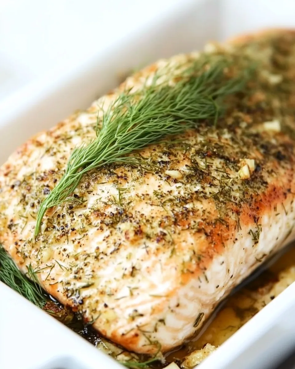 Delicious Baked Salmon with Dill and Garlic image