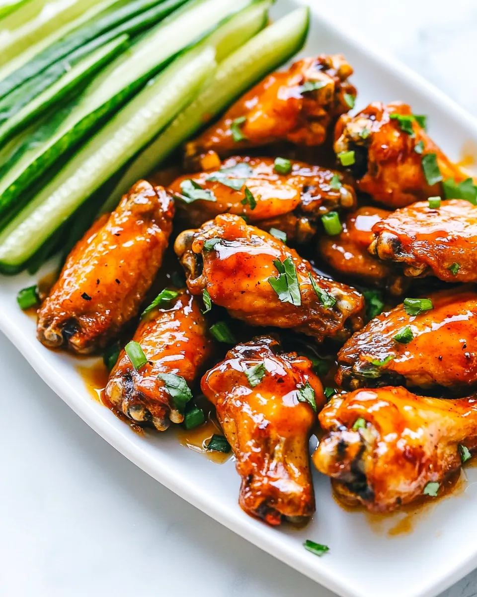Homemade Baked Sticky Honey Garlic Buffalo Wings photo