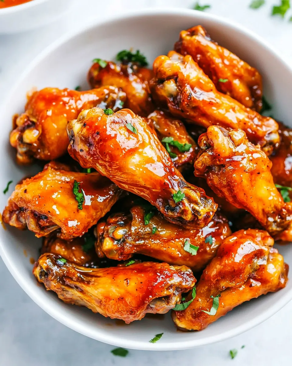 Delicious Baked Sticky Honey Garlic Buffalo Wings image