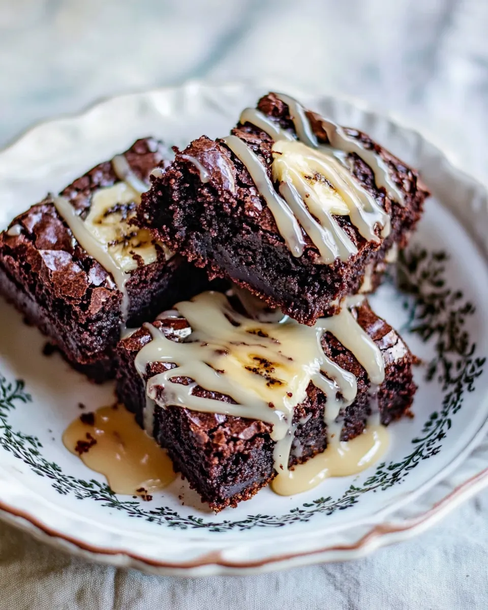 Easy Banana Bread Brownies with Vanilla Caramel Glaze recipe photo