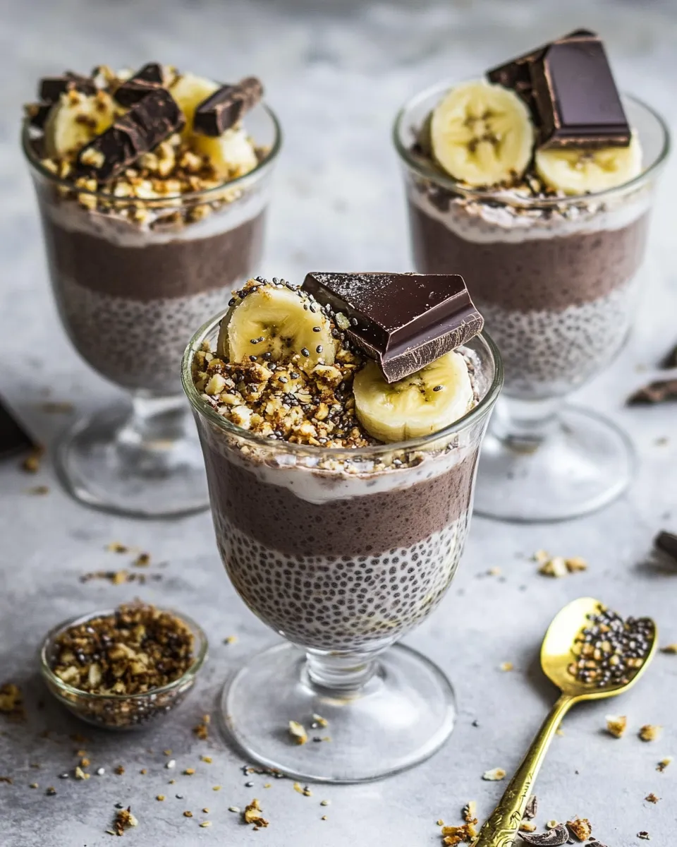Delicious Banana and Chocolate Chia Cream Pie Parfaits. dish image