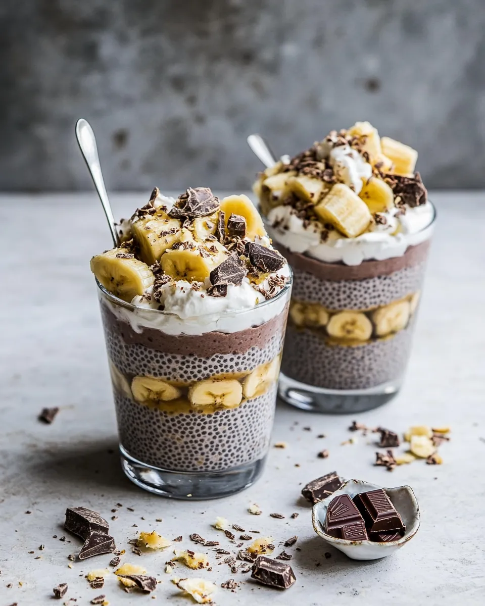 Fresh Banana and Chocolate Chia Cream Pie Parfaits. dish image