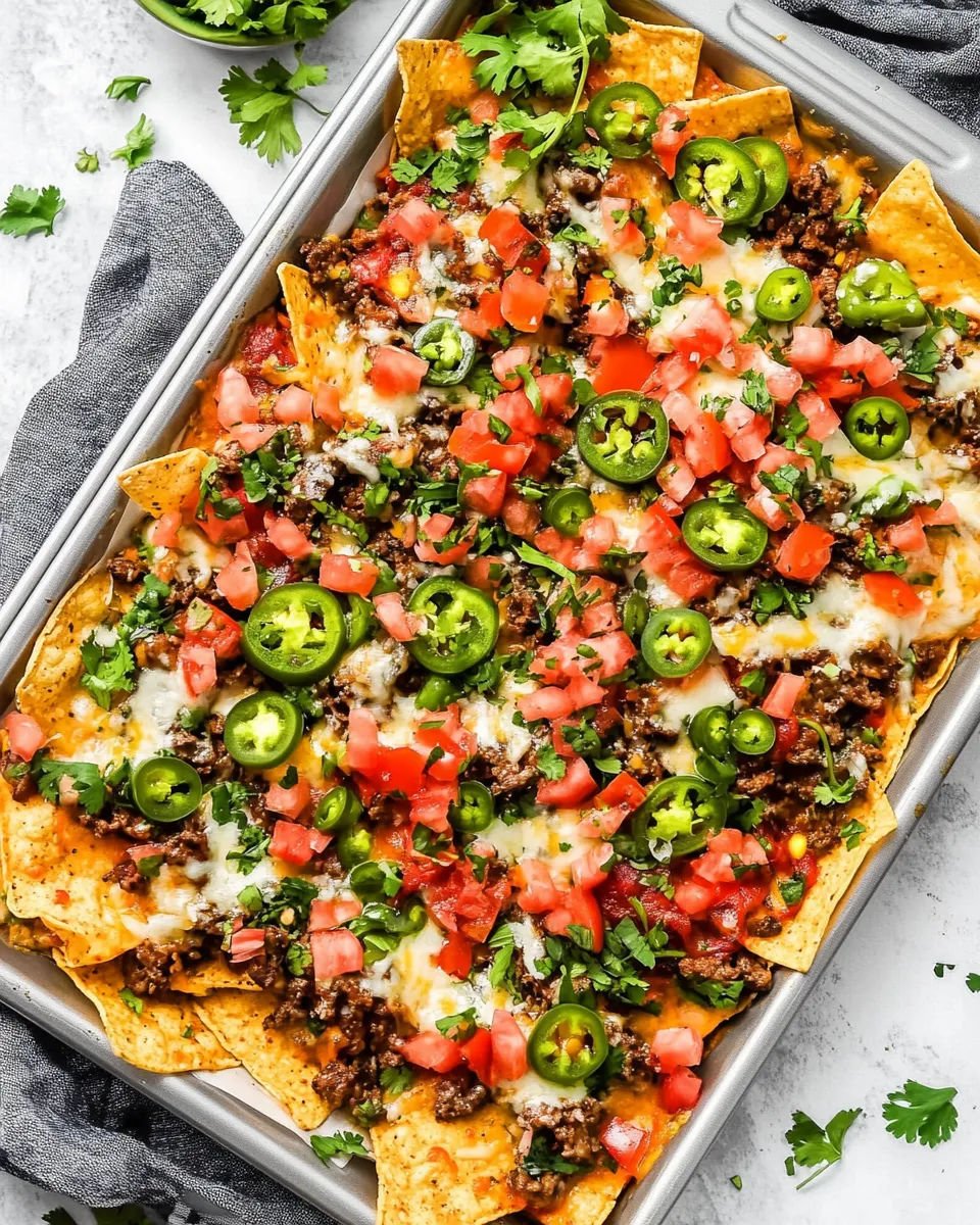 Delicious Beef Sheet Pan Nachos Recipe image
