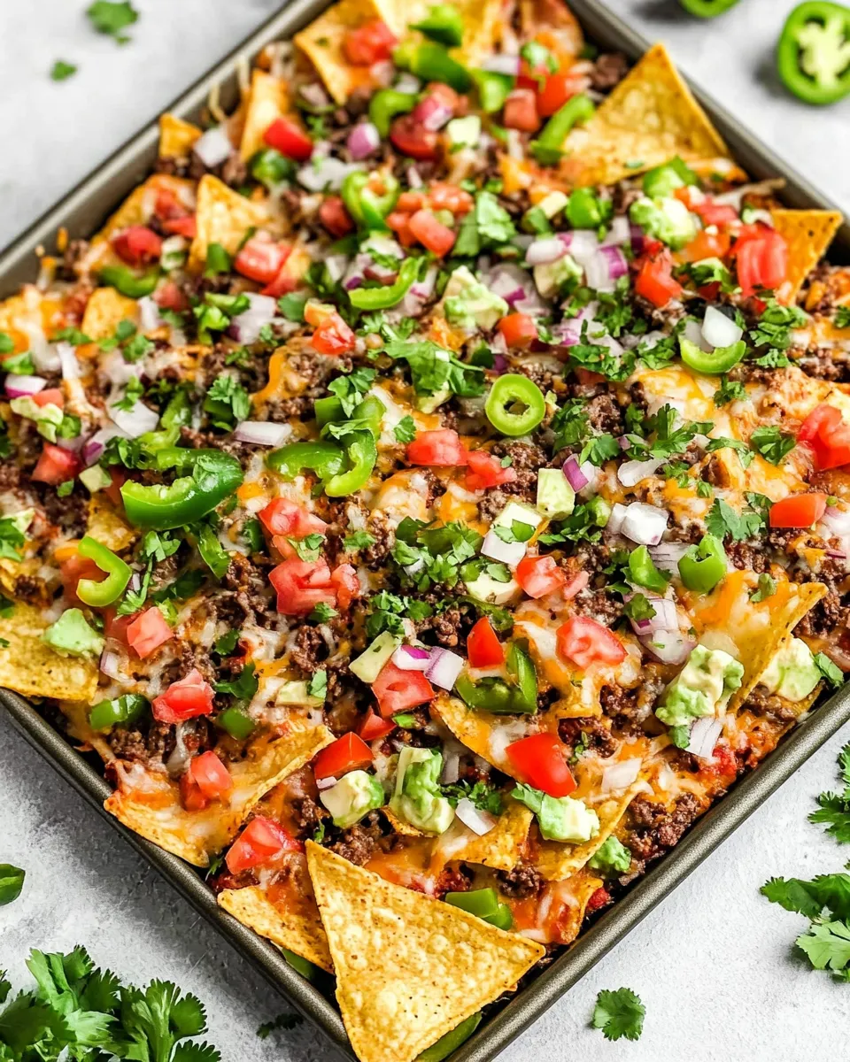 Ultimate Beef Sheet Pan Nachos Recipe shot