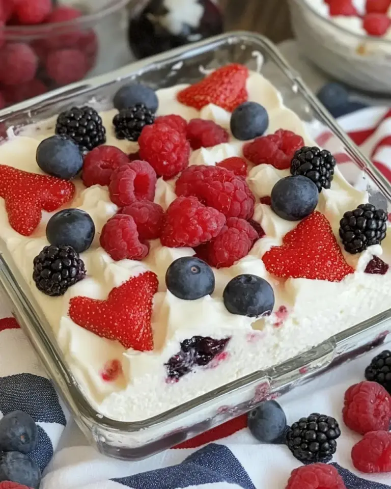 Homemade Berry Cheesecake Flag Dessert photo