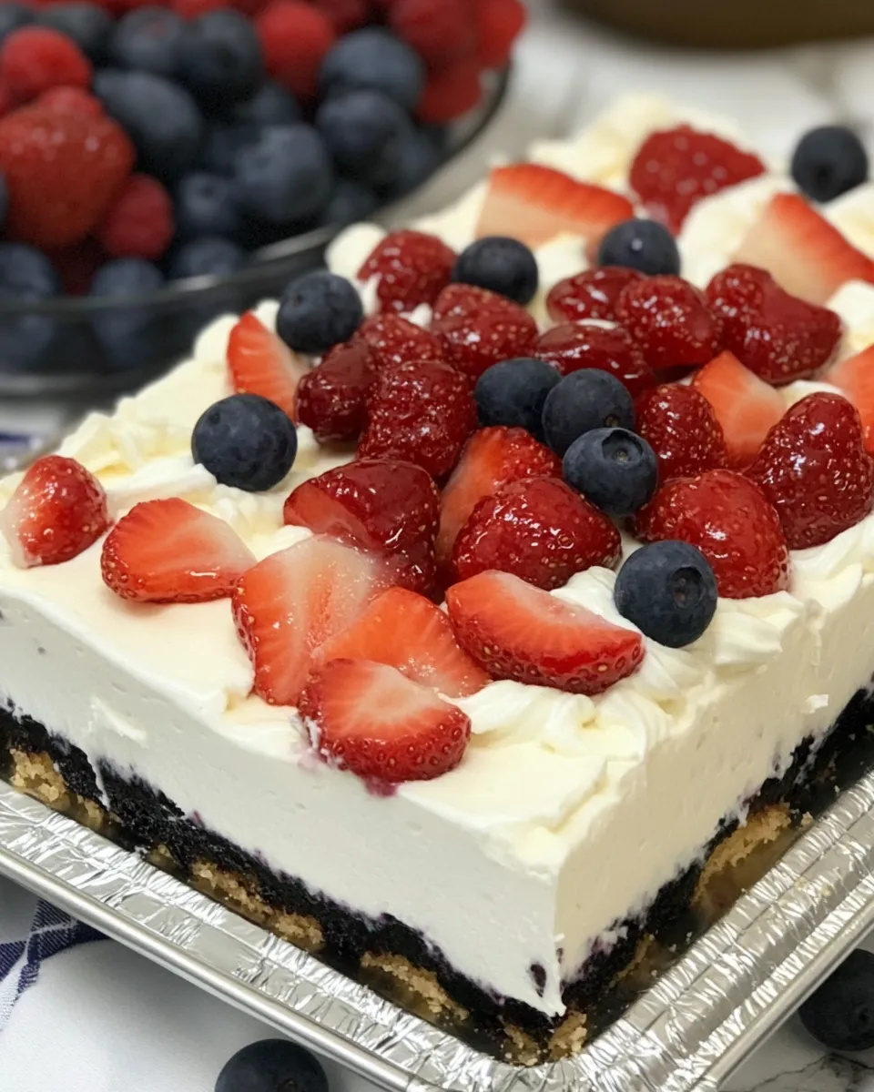 Easy Berry Cheesecake Flag Dessert recipe photo