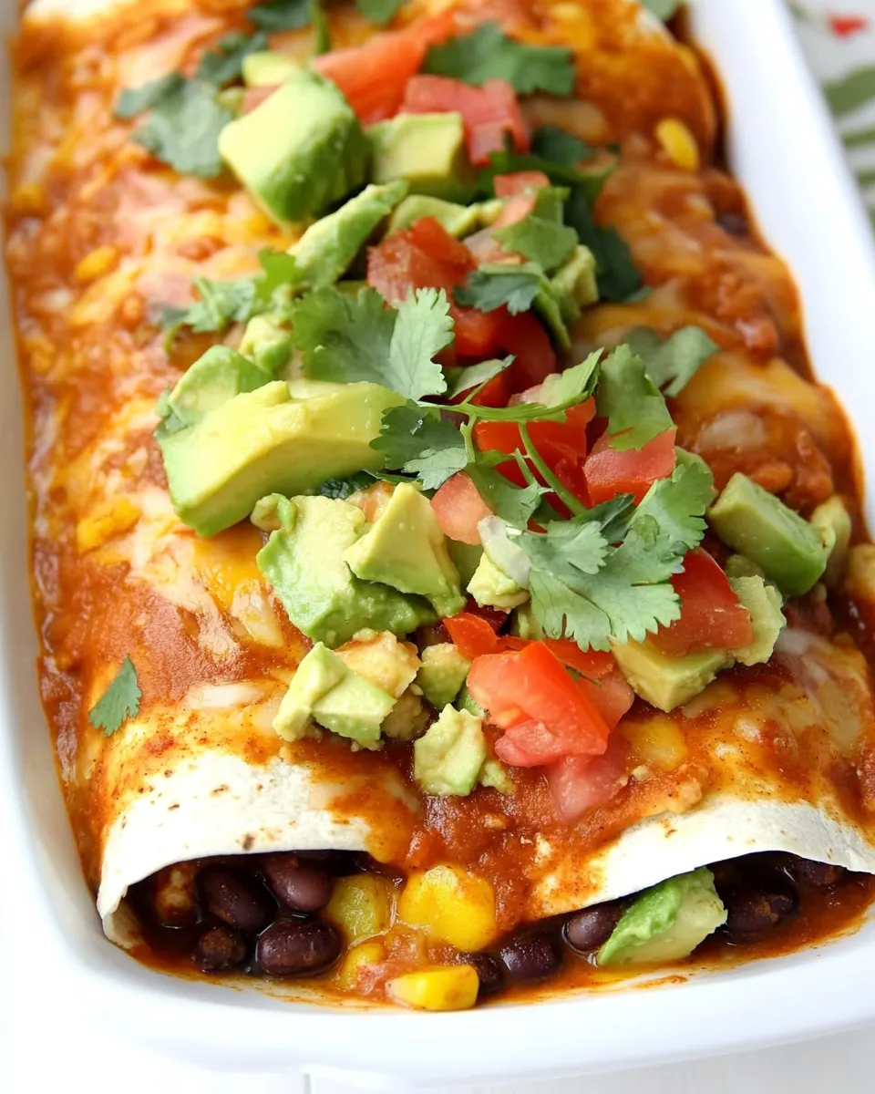 Homemade Black Bean Avocado Enchiladas recipe photo