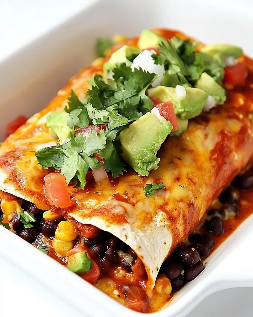 Healthy Black Bean Avocado Enchiladas dish photo
