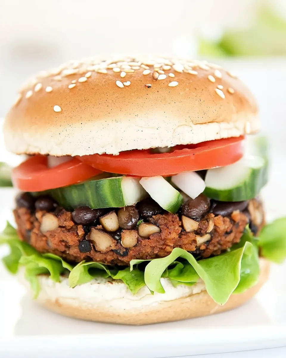 Classic Black Bean Mushroom Burger (Vegan!) image