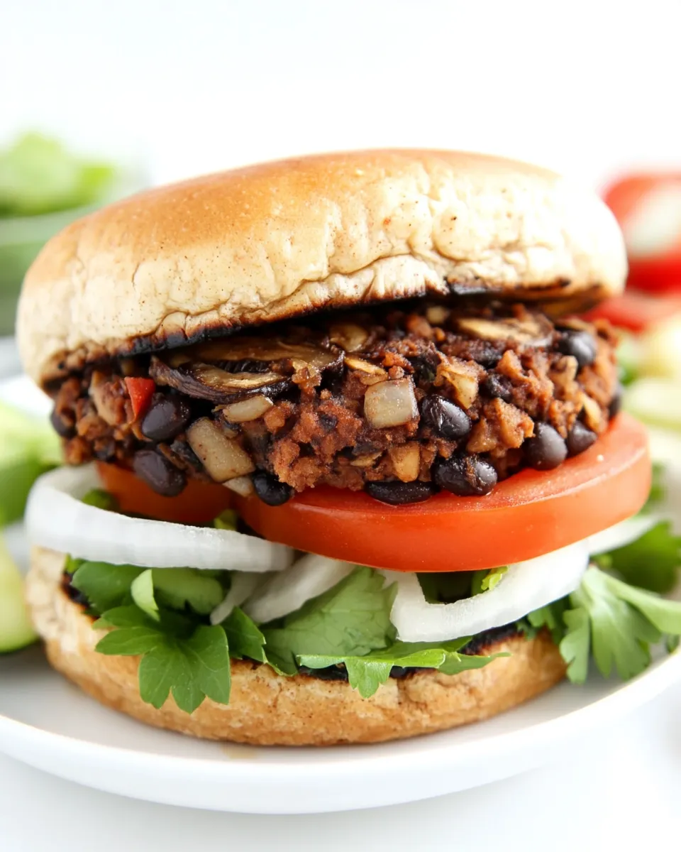 Easy Black Bean Mushroom Burger (Vegan!) recipe photo
